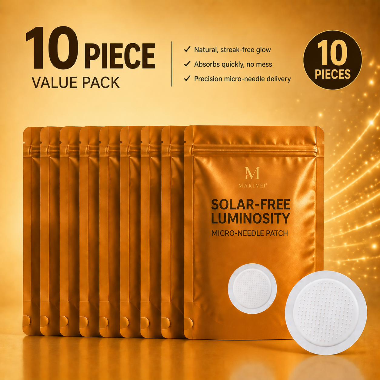 Solar-Free Leanlly Micro-Needle Patch  Natural Tan. No Sun. No Streaks.
