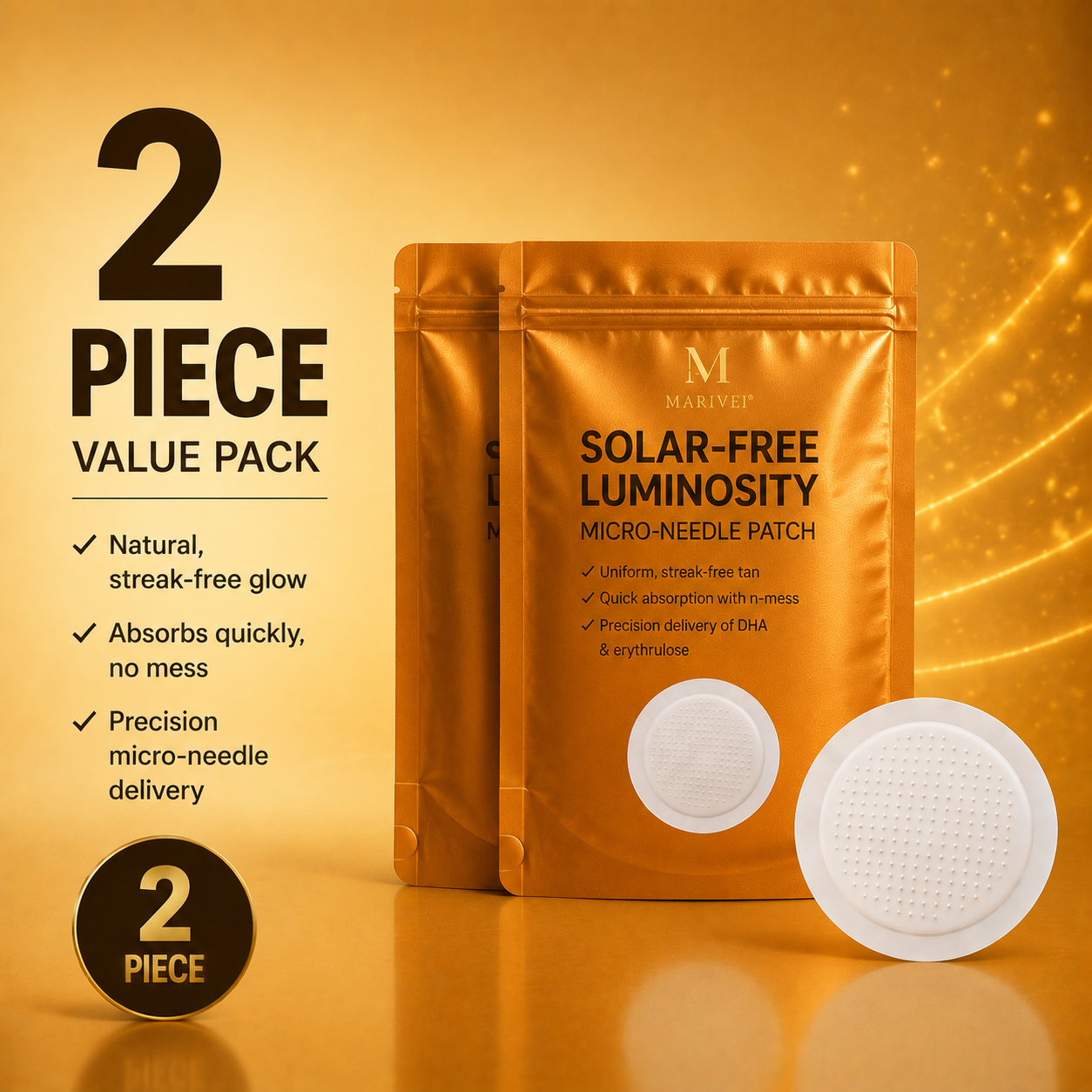 Solar-Free Leanlly Micro-Needle Patch  Natural Tan. No Sun. No Streaks.