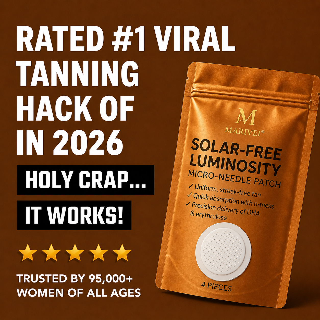 Solar-Free Leanlly Micro-Needle Patch  Natural Tan. No Sun. No Streaks.