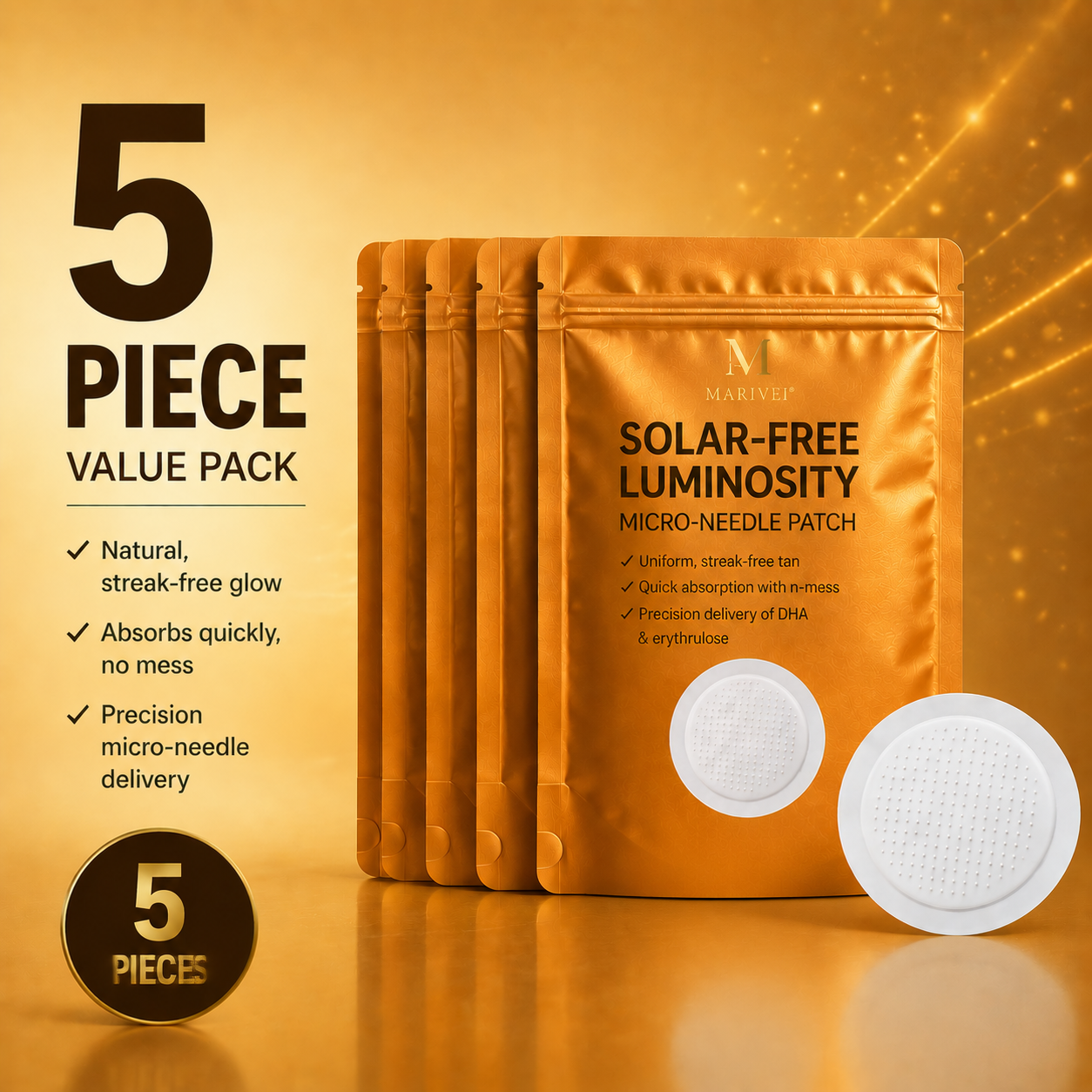 Solar-Free Leanlly Micro-Needle Patch  Natural Tan. No Sun. No Streaks.